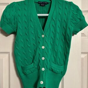 Ralph Lauren Vibrant Green Cable Knit Cardigan